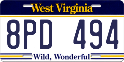WV license plate 8PD494