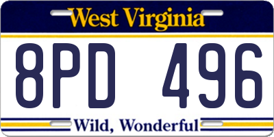 WV license plate 8PD496
