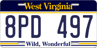 WV license plate 8PD497
