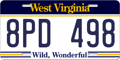 WV license plate 8PD498