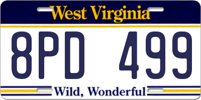 WV license plate 8PD499