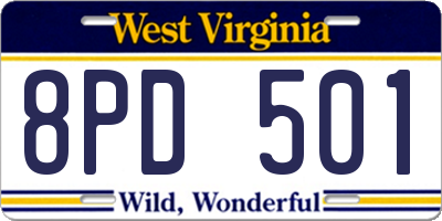 WV license plate 8PD501