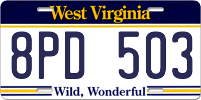 WV license plate 8PD503