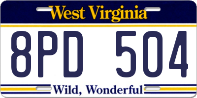 WV license plate 8PD504