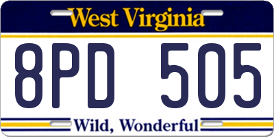 WV license plate 8PD505