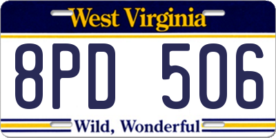 WV license plate 8PD506