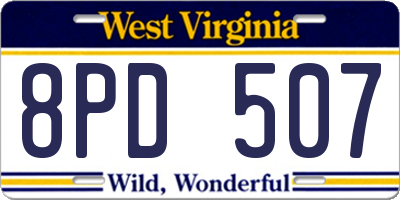 WV license plate 8PD507