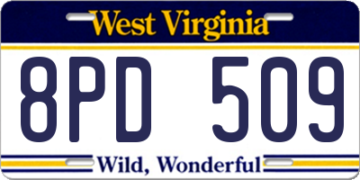 WV license plate 8PD509
