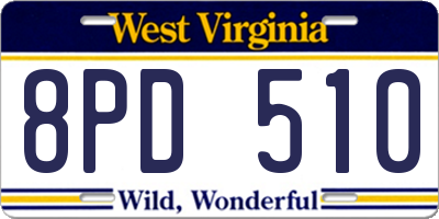 WV license plate 8PD510