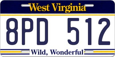 WV license plate 8PD512