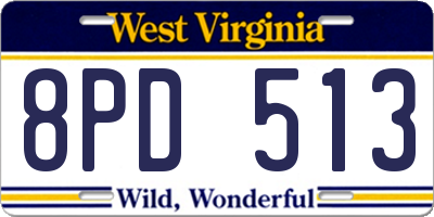 WV license plate 8PD513