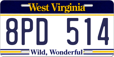 WV license plate 8PD514