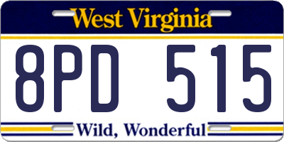 WV license plate 8PD515