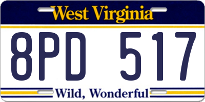 WV license plate 8PD517