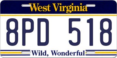 WV license plate 8PD518
