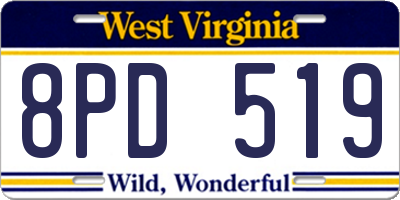 WV license plate 8PD519