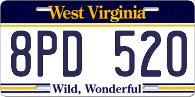 WV license plate 8PD520