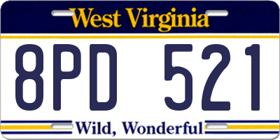WV license plate 8PD521