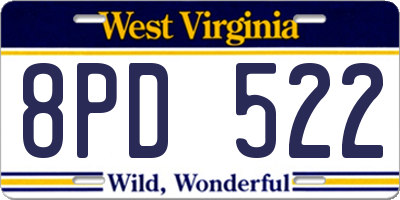 WV license plate 8PD522