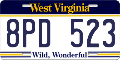 WV license plate 8PD523