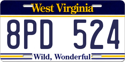 WV license plate 8PD524