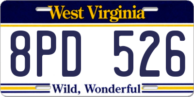 WV license plate 8PD526