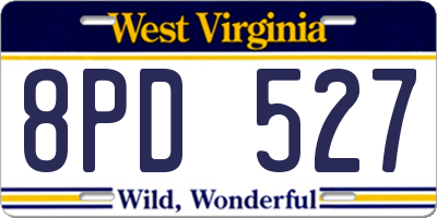WV license plate 8PD527