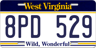 WV license plate 8PD529