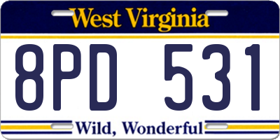 WV license plate 8PD531