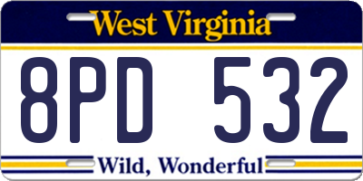 WV license plate 8PD532