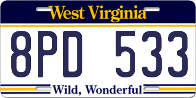 WV license plate 8PD533