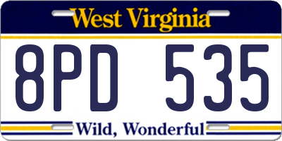 WV license plate 8PD535