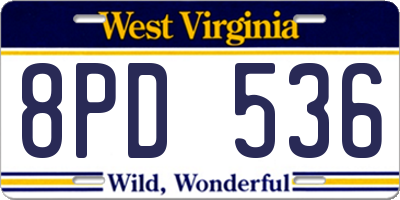 WV license plate 8PD536