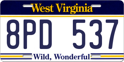 WV license plate 8PD537