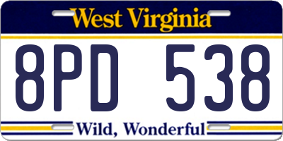 WV license plate 8PD538