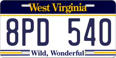 WV license plate 8PD540