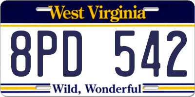 WV license plate 8PD542
