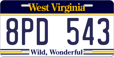 WV license plate 8PD543
