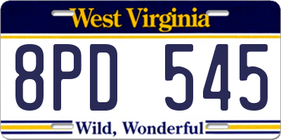 WV license plate 8PD545