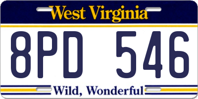 WV license plate 8PD546