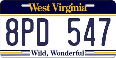 WV license plate 8PD547