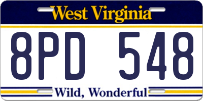 WV license plate 8PD548