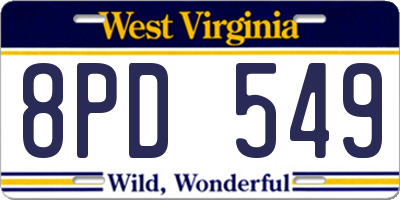 WV license plate 8PD549