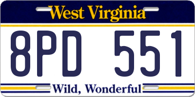 WV license plate 8PD551