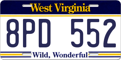 WV license plate 8PD552