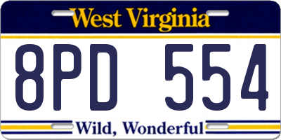WV license plate 8PD554