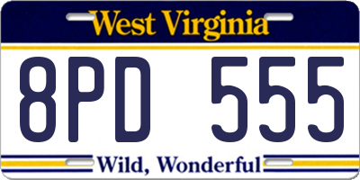 WV license plate 8PD555