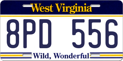 WV license plate 8PD556