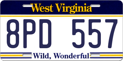 WV license plate 8PD557