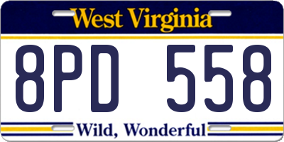 WV license plate 8PD558